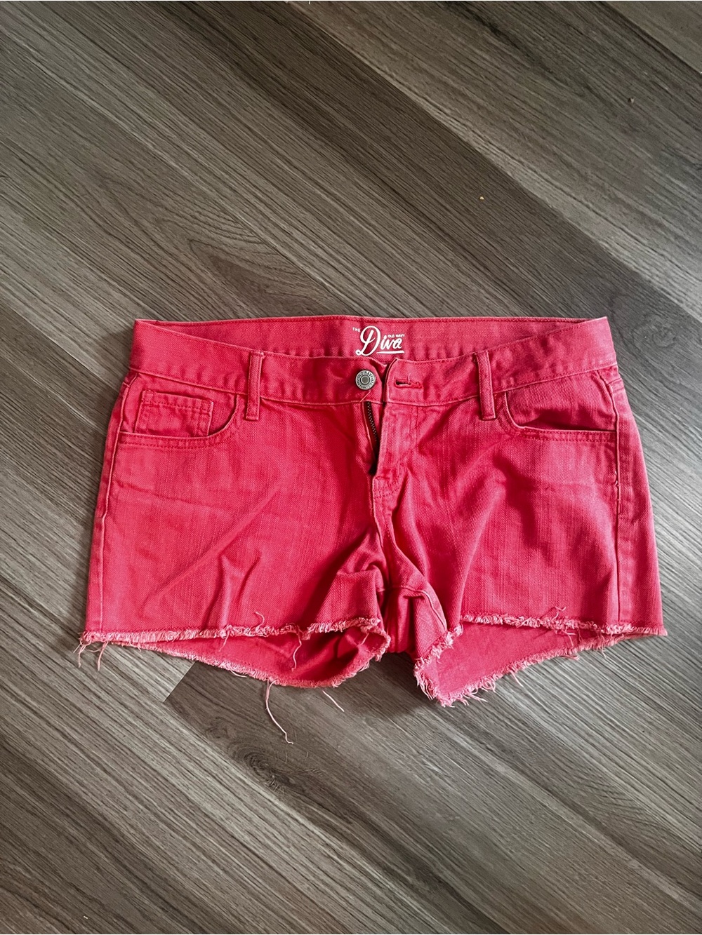 Old Navy Coral Red Denim Cutoff Shorts